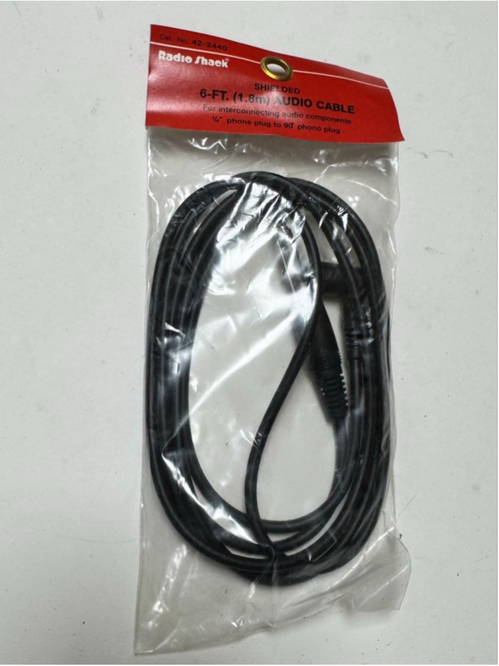 RadioShack 6-Ft Shielded Audio Cable 1/4" to 90-Degree Phono Plug Black 42-2440